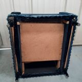 Pair of navy blue velvet club armchairs