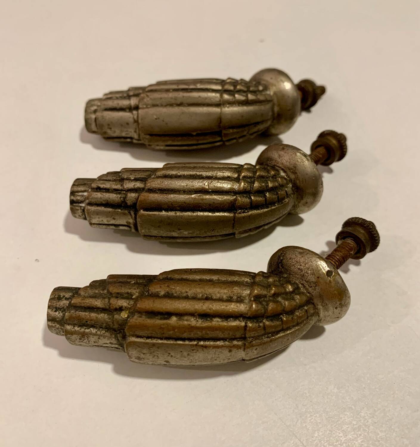 3 small art deco handles