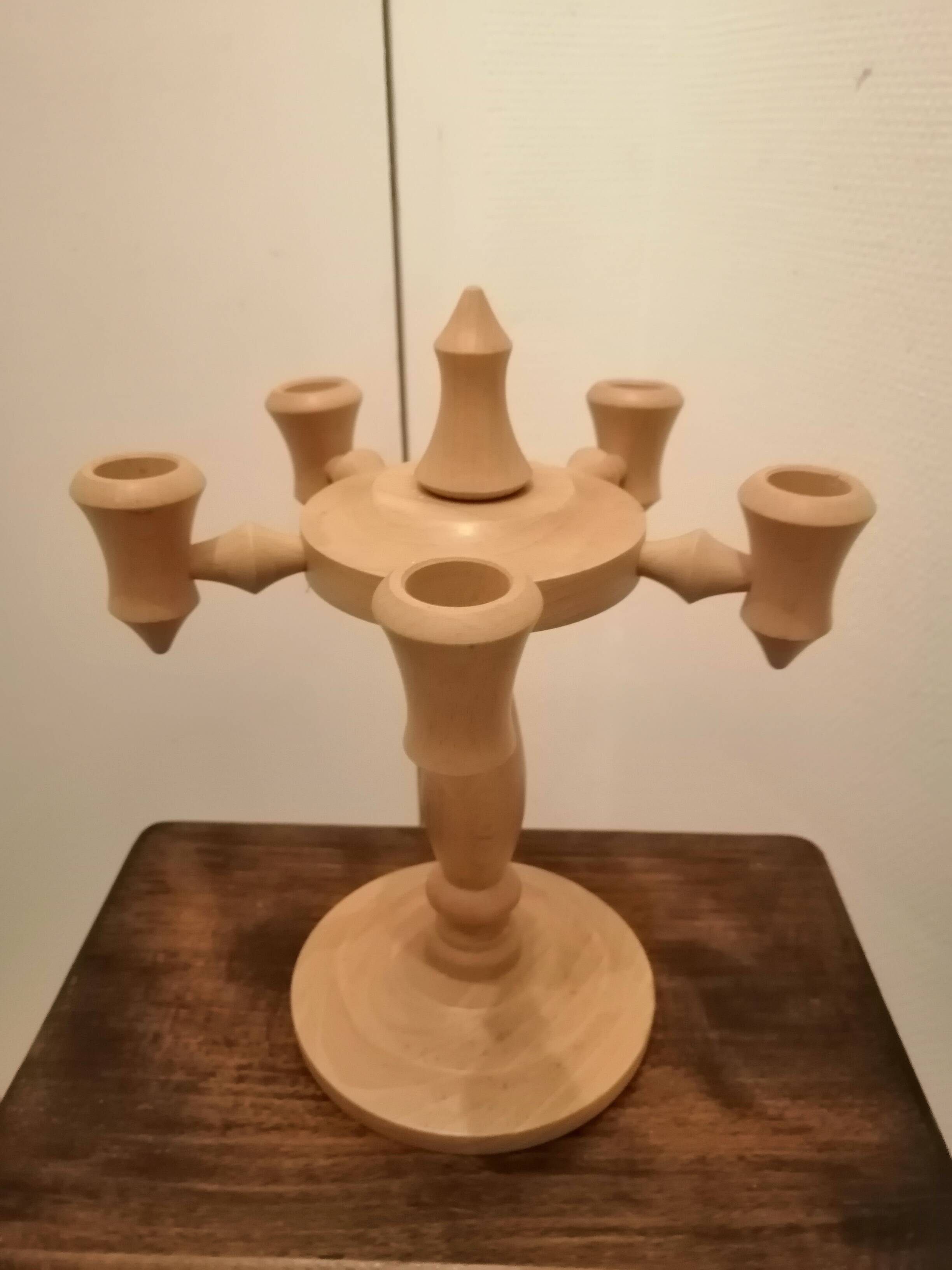 Scandinavian wooden candlestick holder