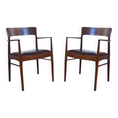Ensemble de 2 fauteuils en teck scandinaves de Korup Stolefabrik, Danemark, années 1960.