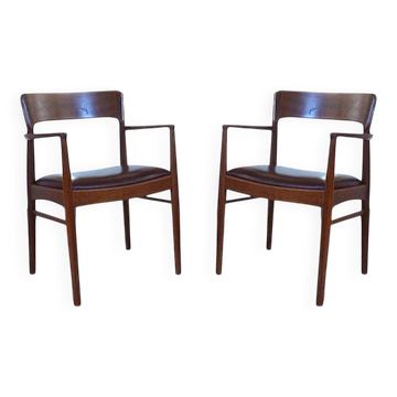 Ensemble de 2 fauteuils en teck scandinaves de Korup Stolefabrik, Danemark, années 1960.