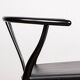 4 Danish chairs, black lacquered wood and leather, Wishbone model, Hans Wegner