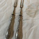 Paire de fourchettes à charcuterie en argent