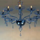 Venetian glass chandelier in blue Murano, circa 1980.