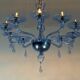 Venetian glass chandelier in blue Murano, circa 1980.