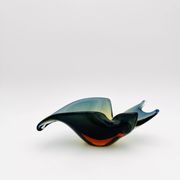 Pocket Vase Flavio Poli Murano Crystal Sommerso Blue Petrol Amber 21cm