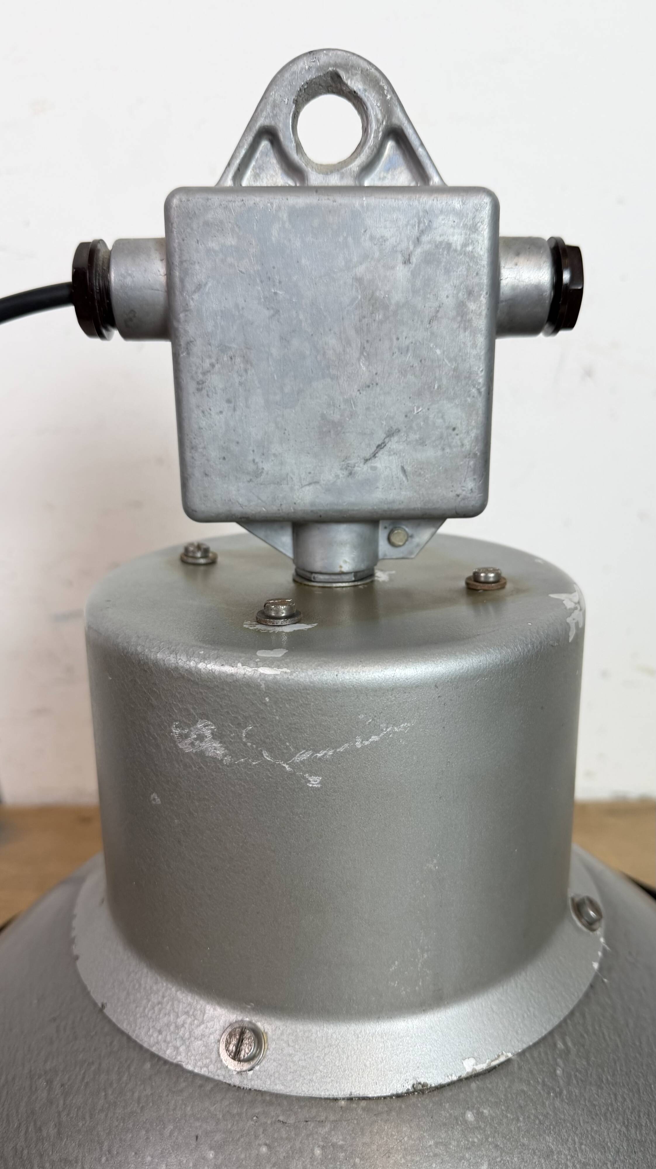 Industrial Grey Hammer Paint Pendant Lamp from Elektrosvit, 1960s