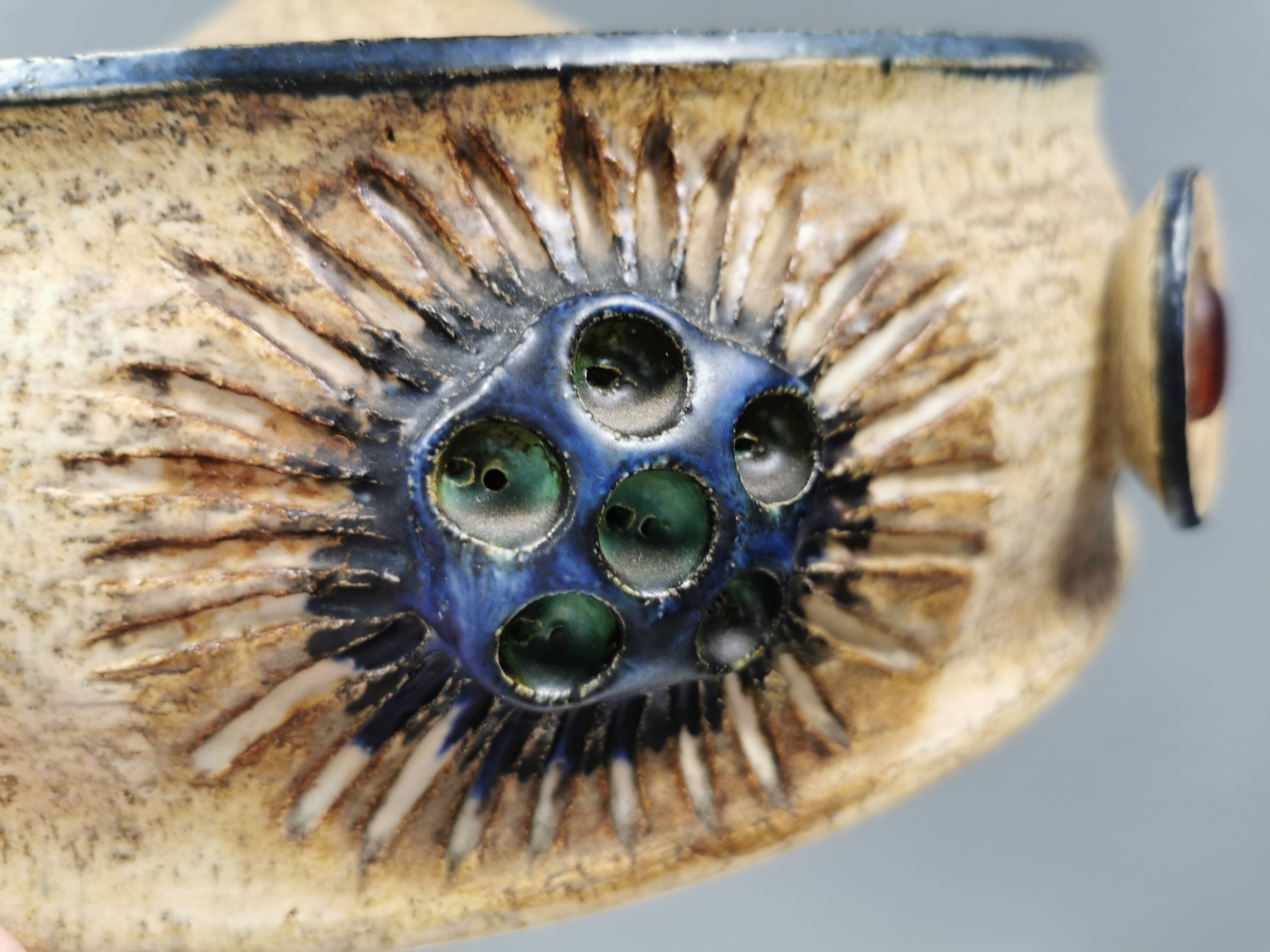 Ceramic hanging lamp by Jette Hellerøe for Axella Denmark, 1970s