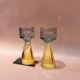 Blue and yellow crystal candle holders