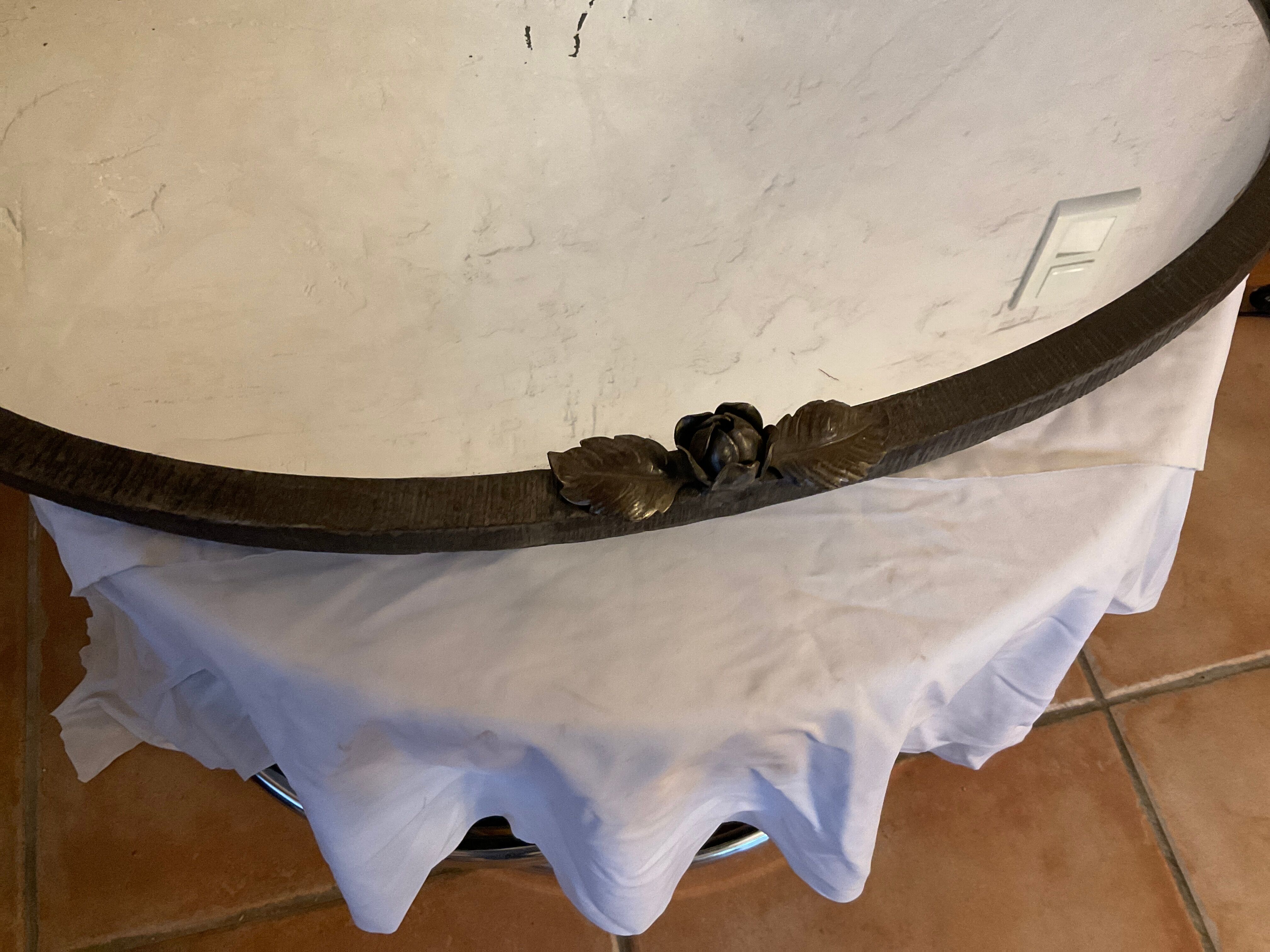 Art nouveau wrought iron wall mirror 71x40cm