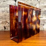 Porte revues en plexiglass et laiton années 70
