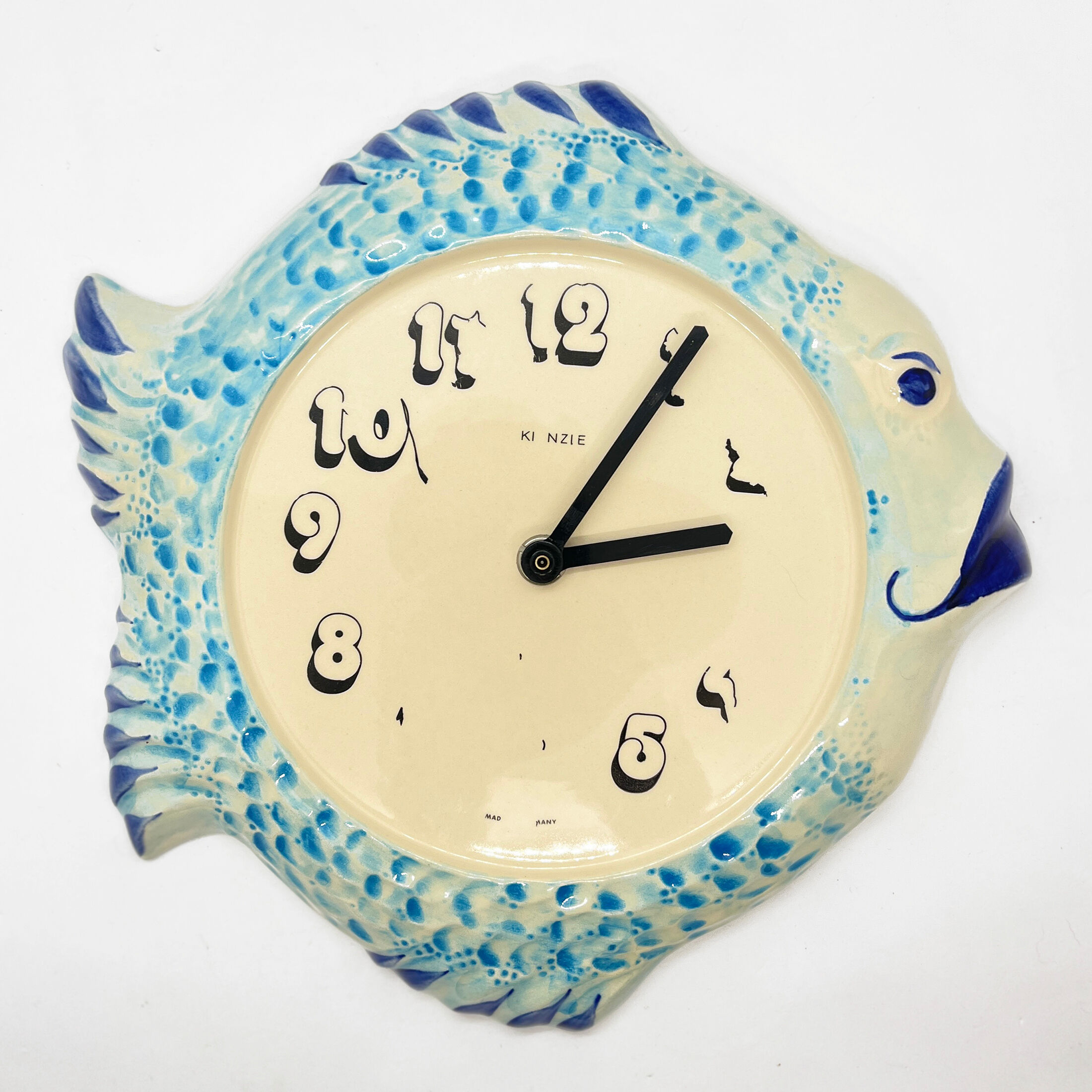Popart fish-shaped wall clock, Kienzle, Germany, 1980s