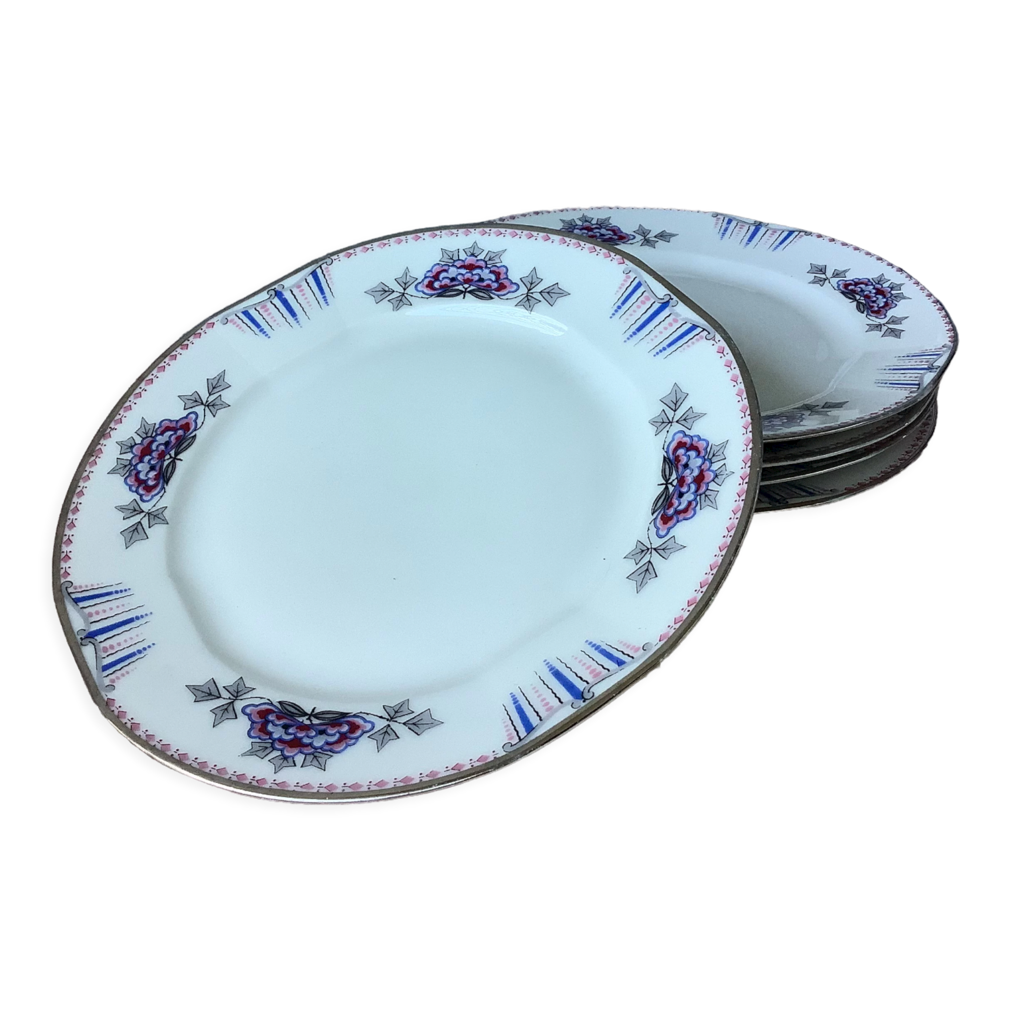 Limoges porcelain plates UML art deco