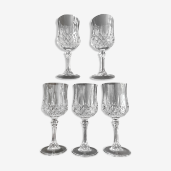 Set of 5 crystal-cut glasses