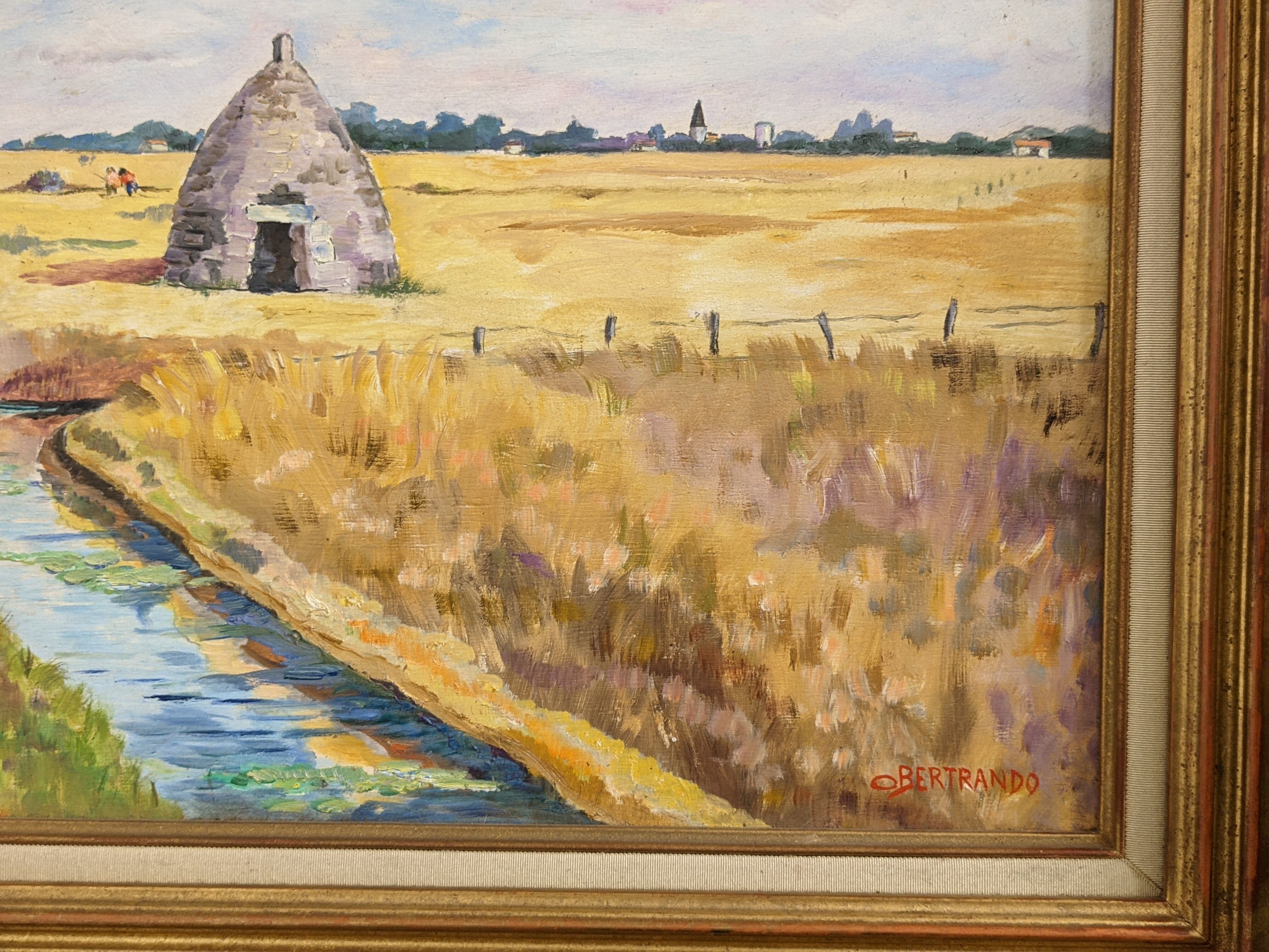 Oil landscape painting The salt marshes in Royan