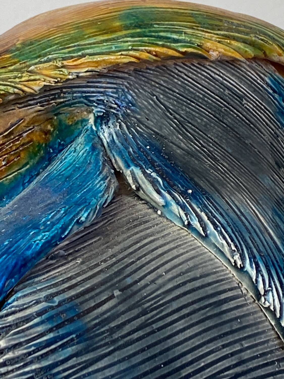 Large ceramic wading bird signed Thimo