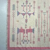 Vintage kilim rug, wool and cotton, folk art style, Poland, 1970s