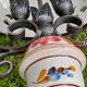 Suspension/chandelier old ceramic openwork flowers & wrought iron, circa 1960