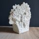 Angel Vase in White Plaster, Vintage Planter with Cherub and Flower Motif