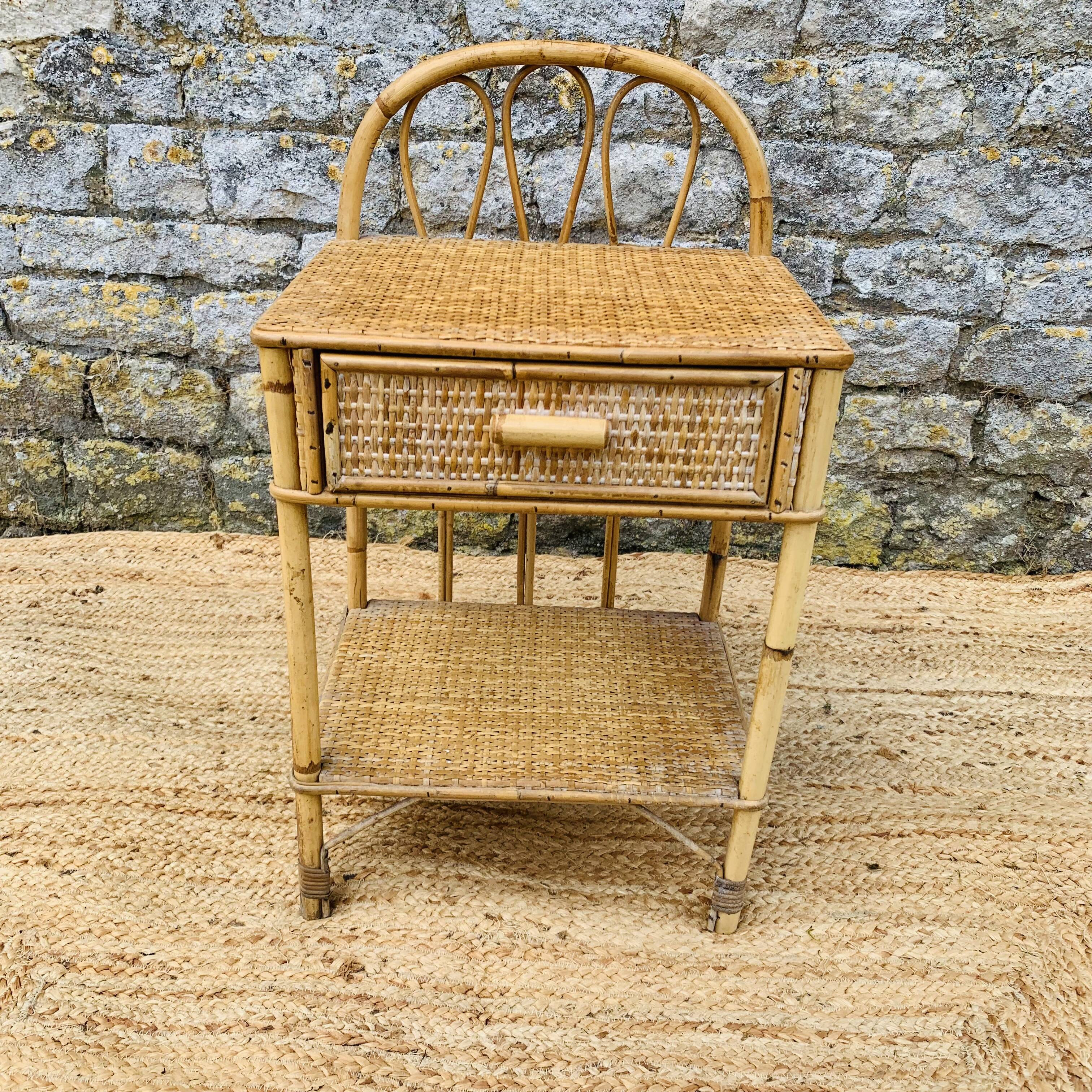 Rattan bedside table