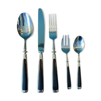 Cutlery cutlery for 10 guests Guy Degrenne in stainless steel and Bakelite, 1980s