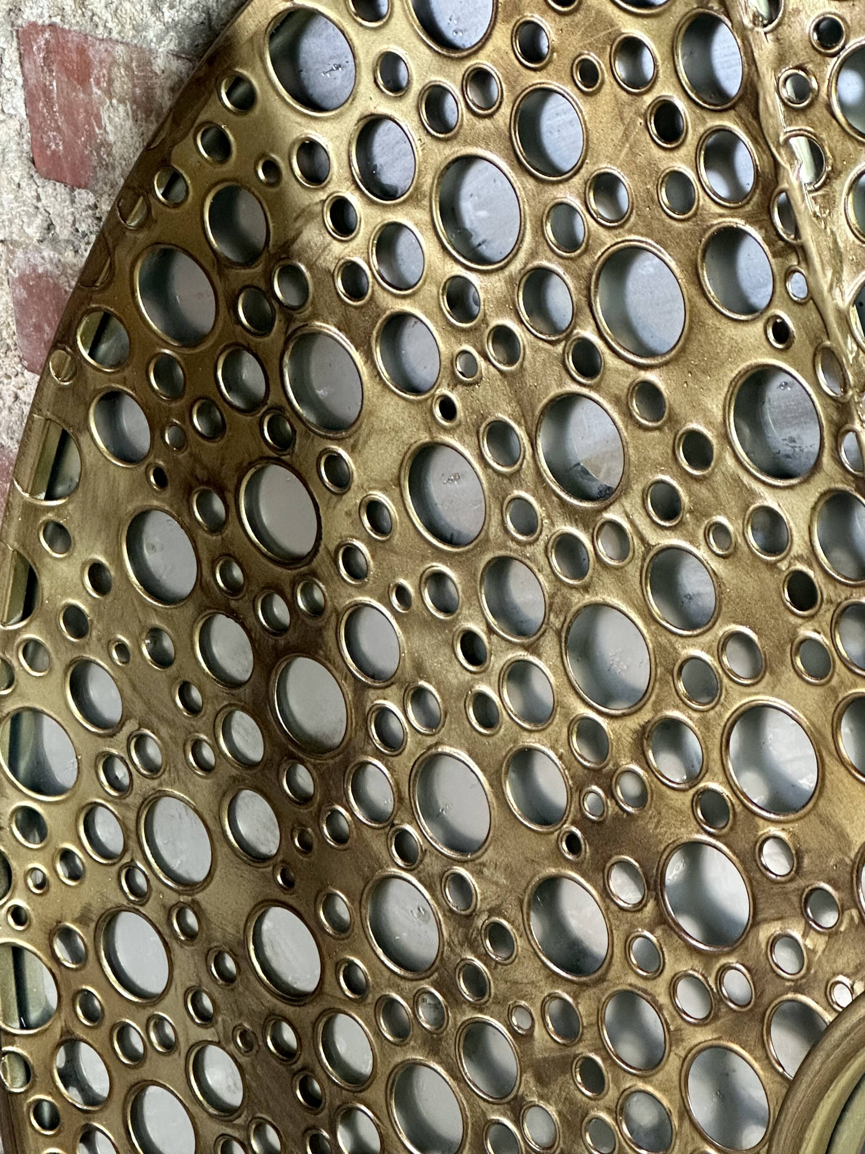 Sun mirror in gold metal Diam 100 cm