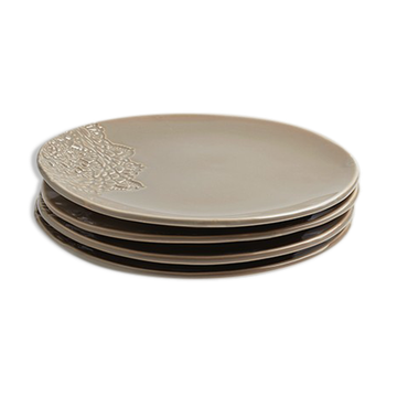 Blanca grège brillant M - set de 4 assiettes