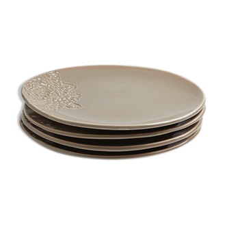 Blanca grège brillant M - set de 4 assiettes