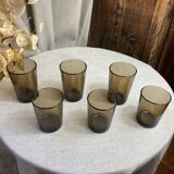Six glasses, smoked glass, Vereco, 1970s