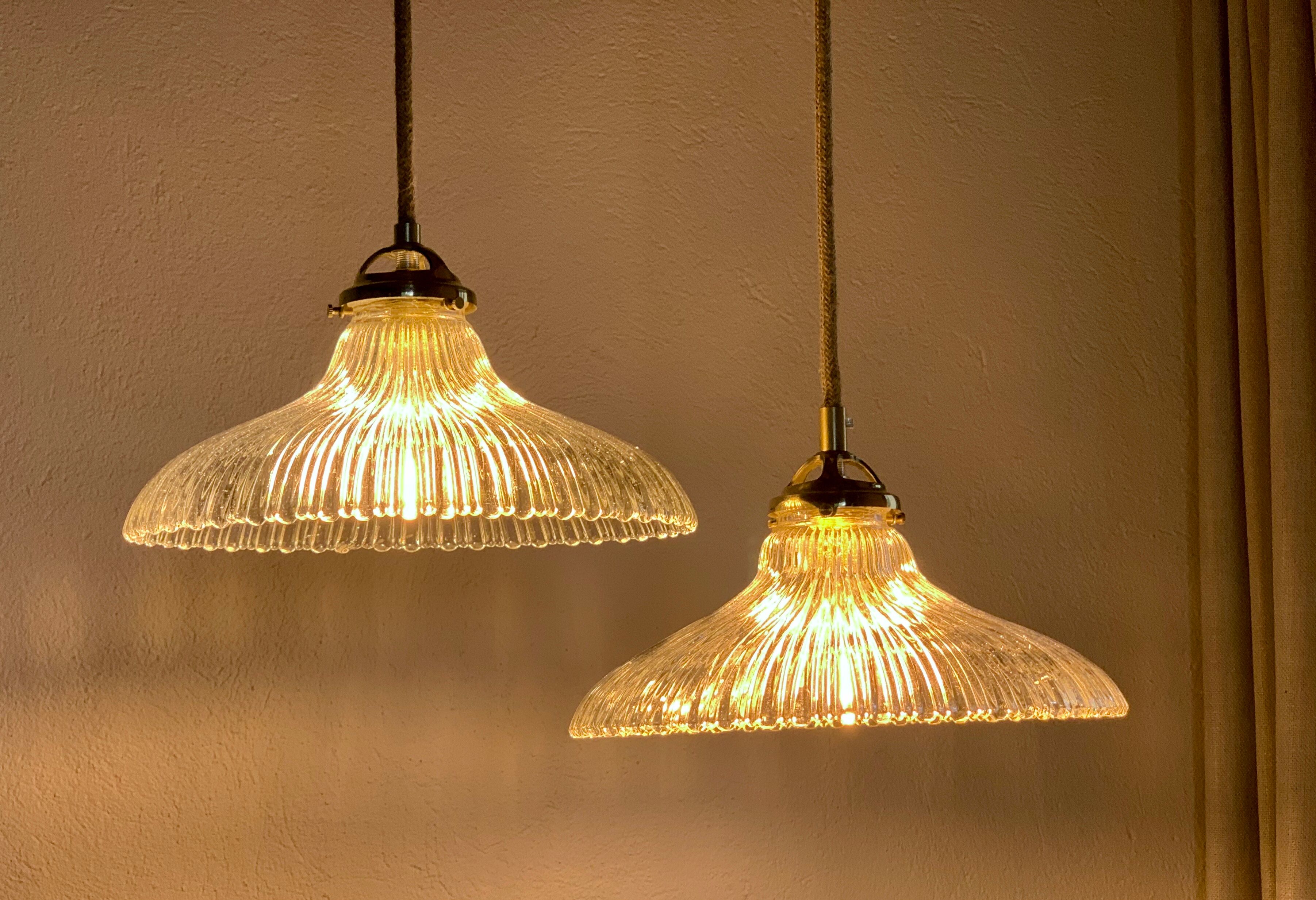 Duo of suspensions Holophane bistro style