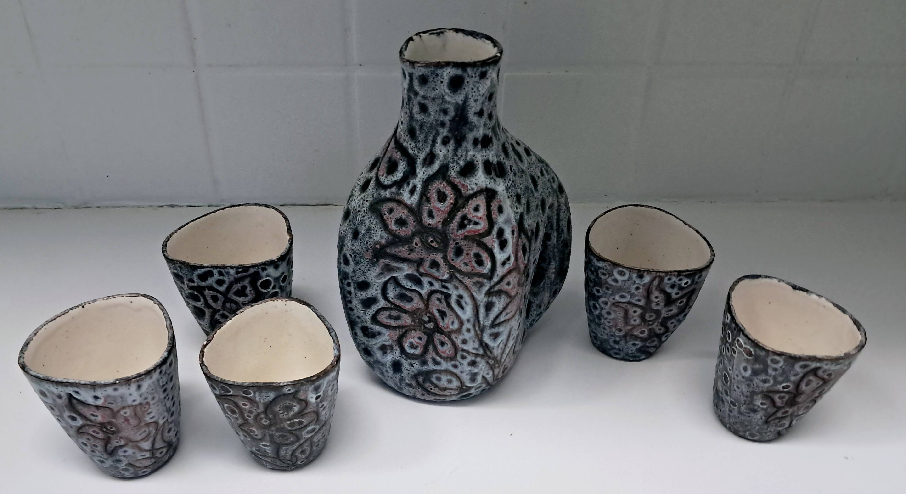 Ceramic orangeade service from Vallauris, made by Camos.