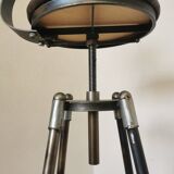 Chaise de bar vintage en métal faite à la main : siège pivotant en cuir à hauteur réglable