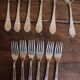 A set of 6 forks + 6 spoons silver metal foliage