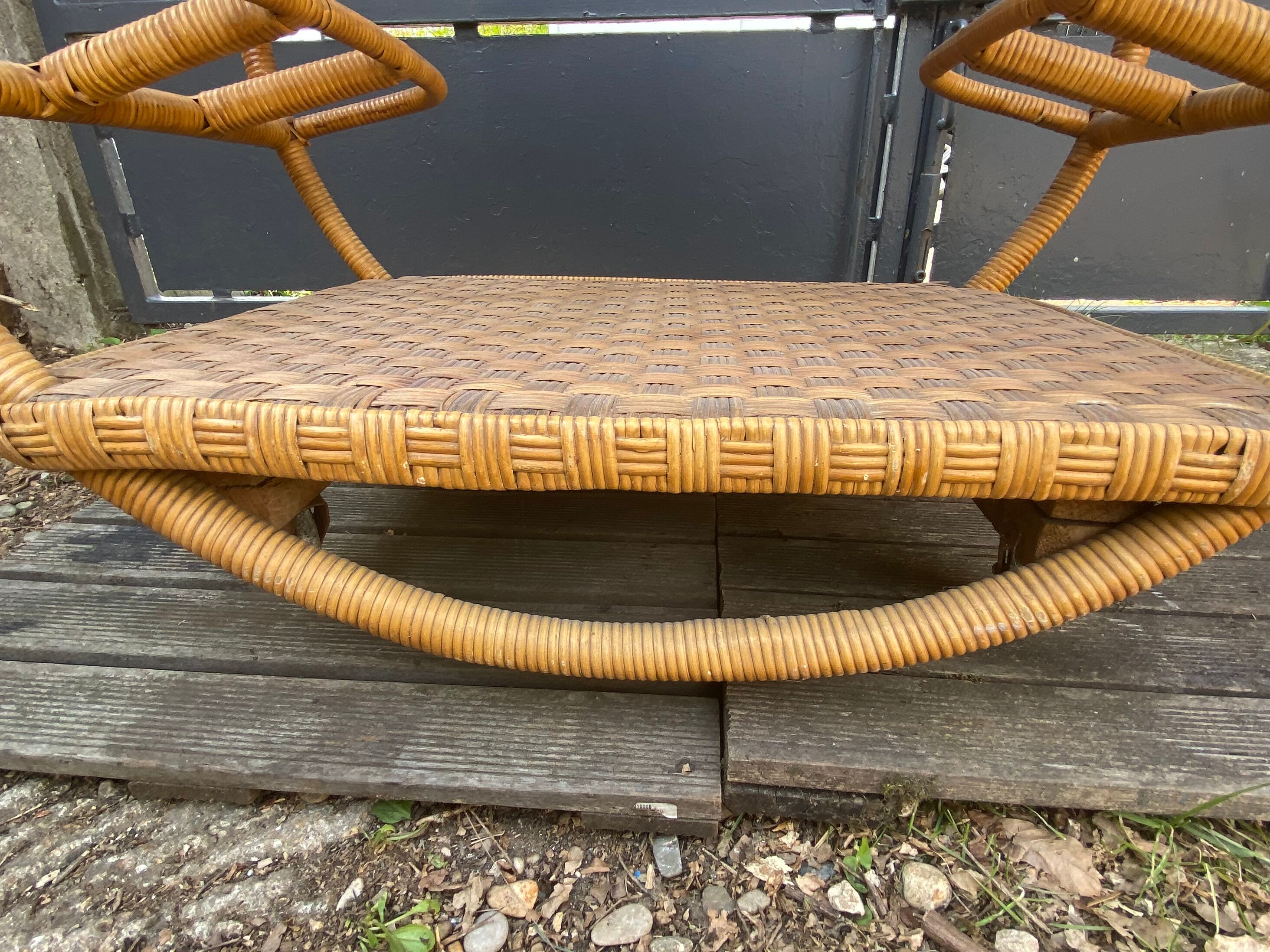 1960 Wicker Rolling Bar