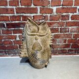 Terracotta umbrella stand in the shape of a fish
