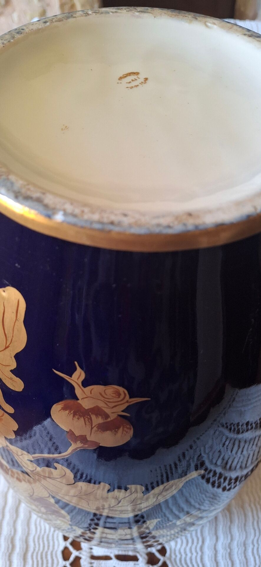 Limoges vase in blue and gold