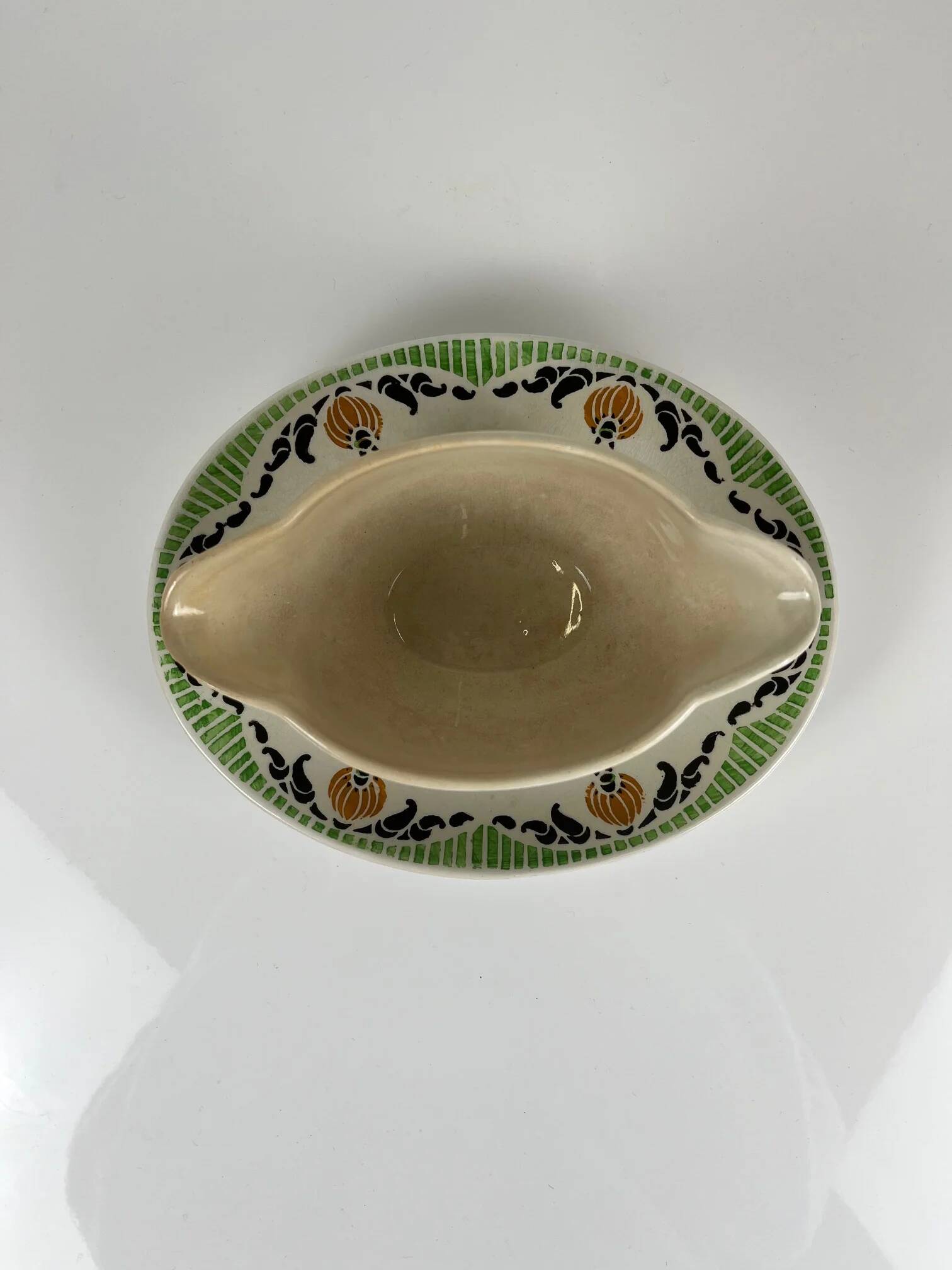 Sarreguemines "Maroussia" gravy boat, early 20th century