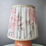 Ceramic lamp with pleated fabric lampshade, 80s