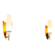 Pair of wall lamps with brass shields and glass shades