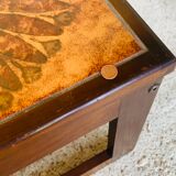 Pull-out tables in teak and ceramic, scandinavian, 60s