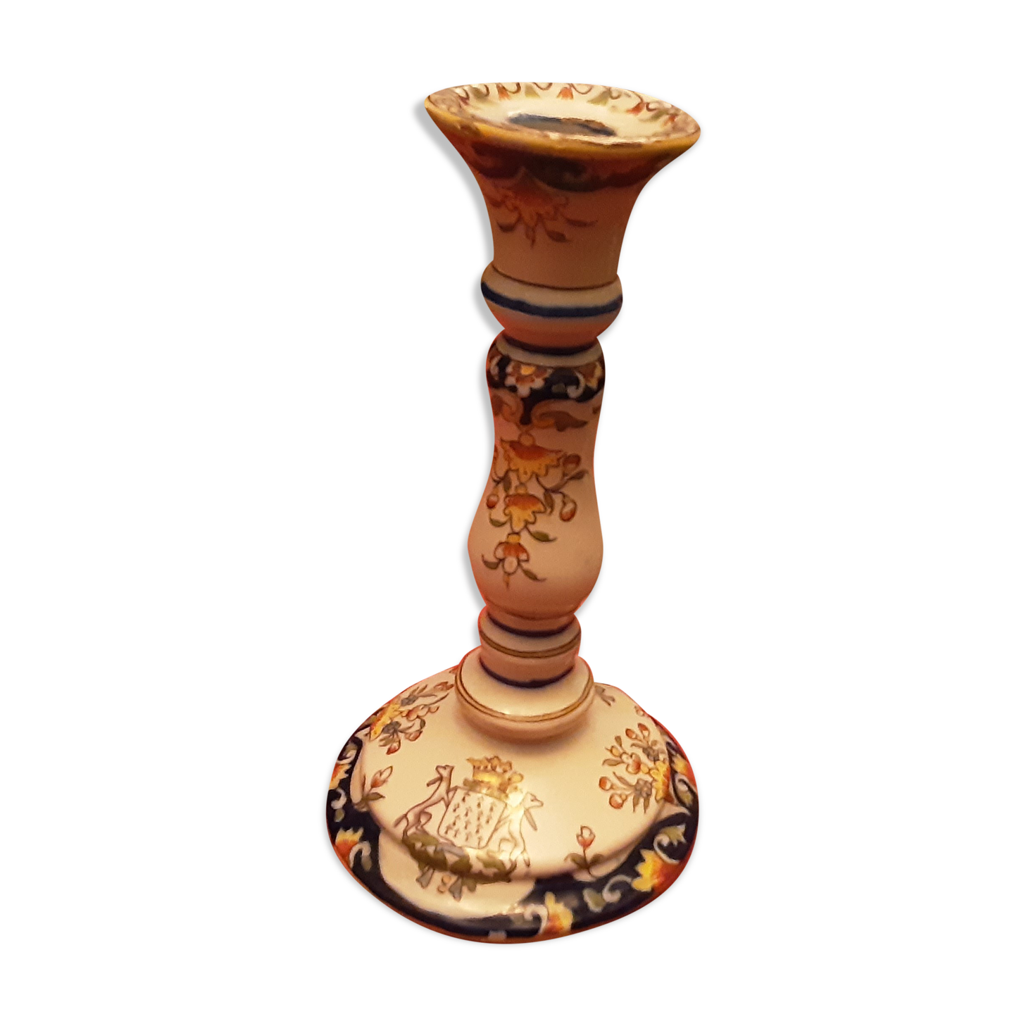 Candlestick faience decor vieux rouen