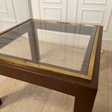 Brown laqué steel coffee table, Belgium, 1980