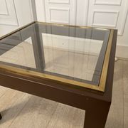 Brown laqué steel coffee table, Belgium, 1980