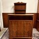 Antique English Chesterfield mahogany bar with bar stools