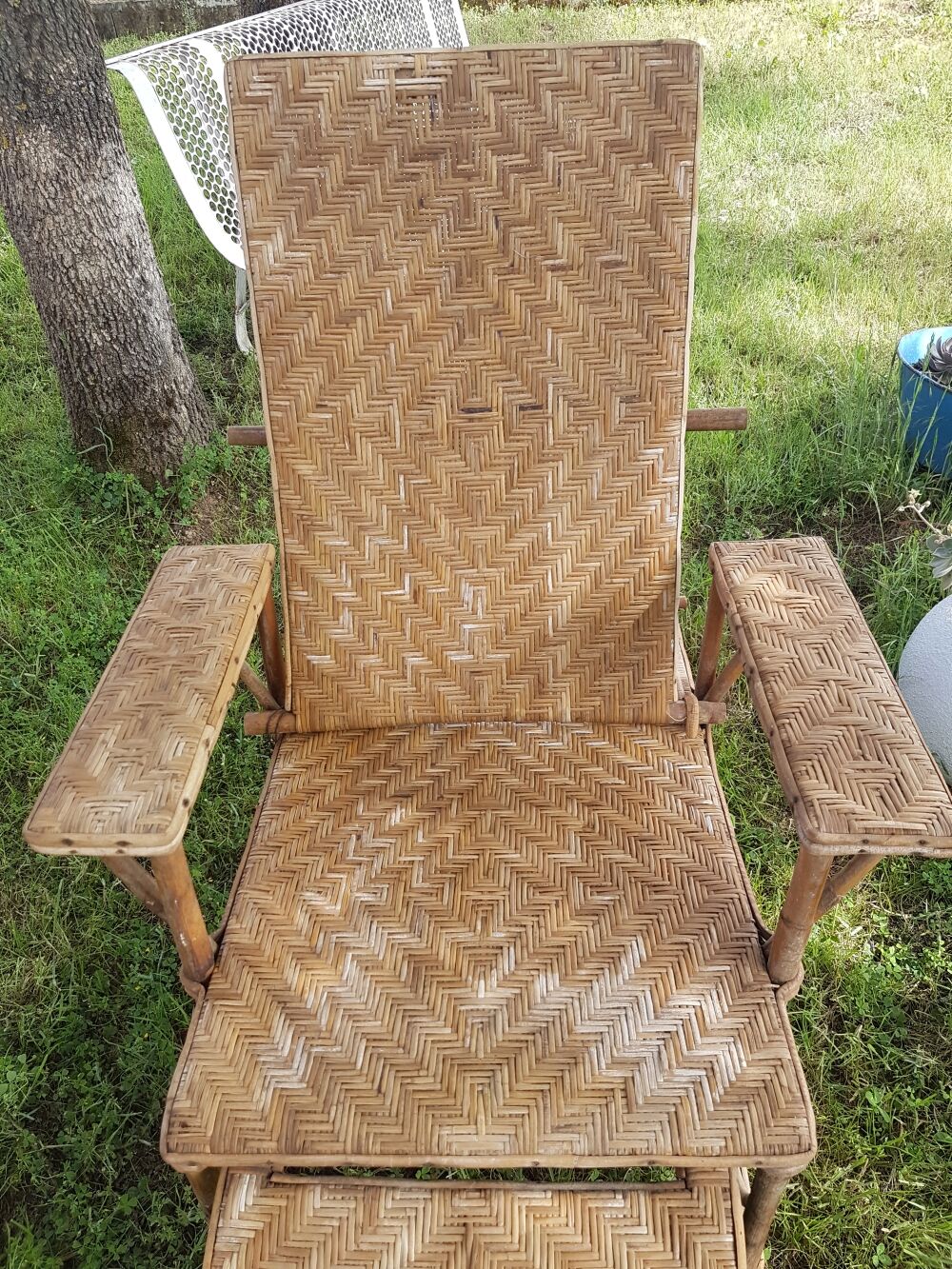 Old rattan deckchair