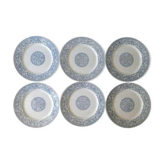 Set of 6 plates Creil Montereau Terre de Fer, Renaissance model, late XIX