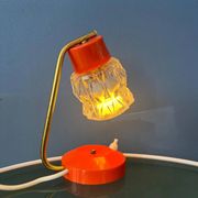 Lampe de bureau orange avec abat-jour en cristal transparent