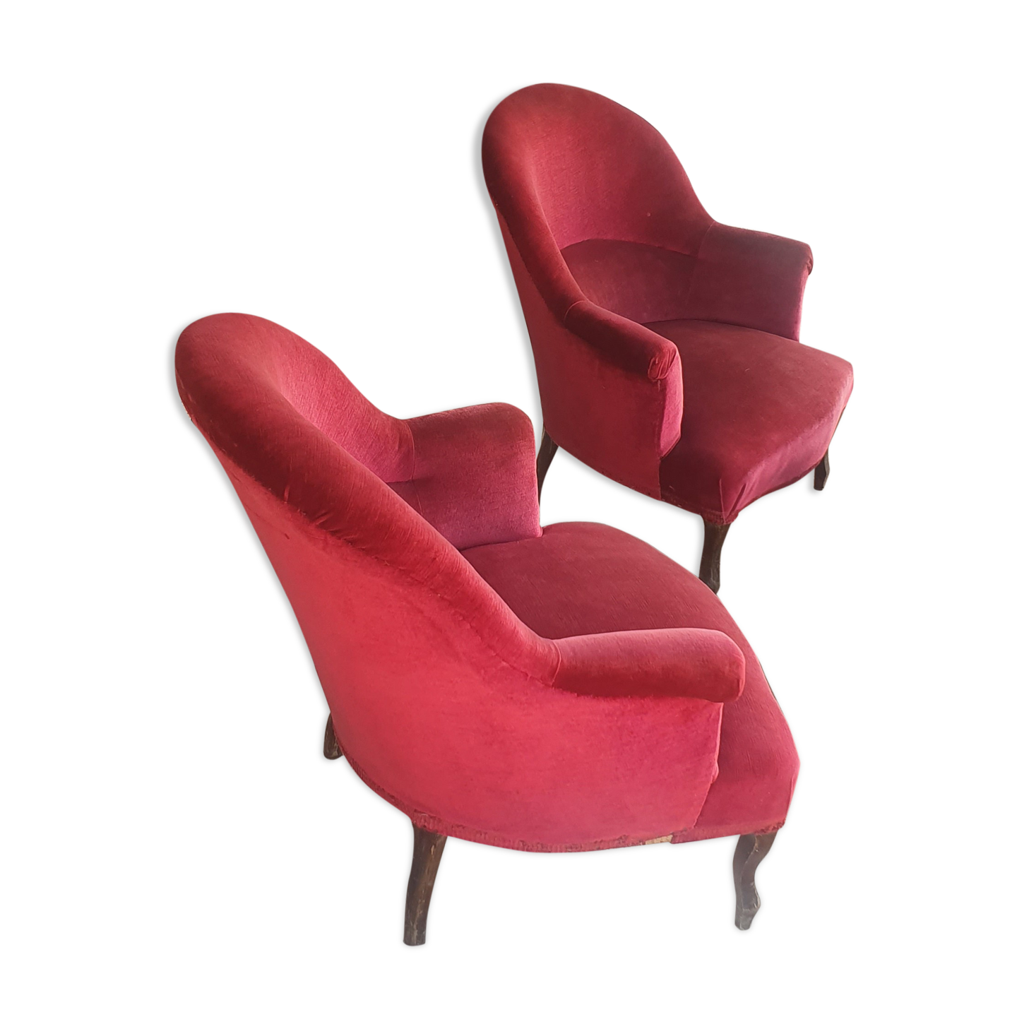 Pair of velvet toad armchairs