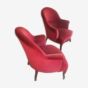 Paire de fauteuils crapaud velours