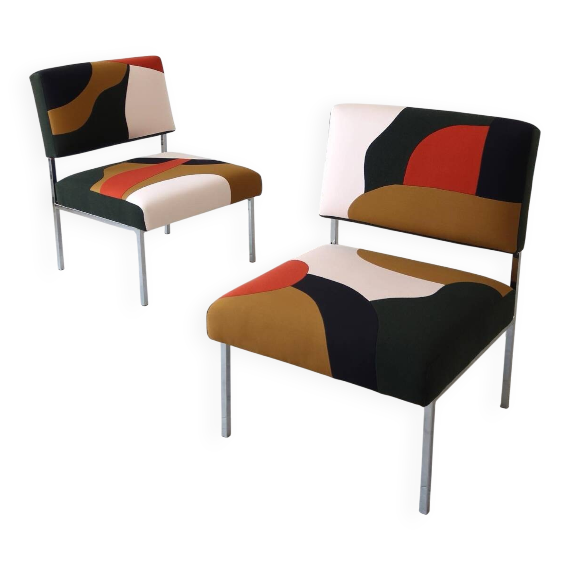 Pair of 80s industrial armchairs